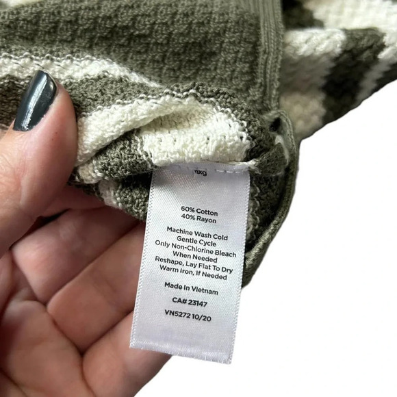 NWT Talbots Women's Green Striped Basket Weave Sweater Size Petite Medium - Picture 5 of 6